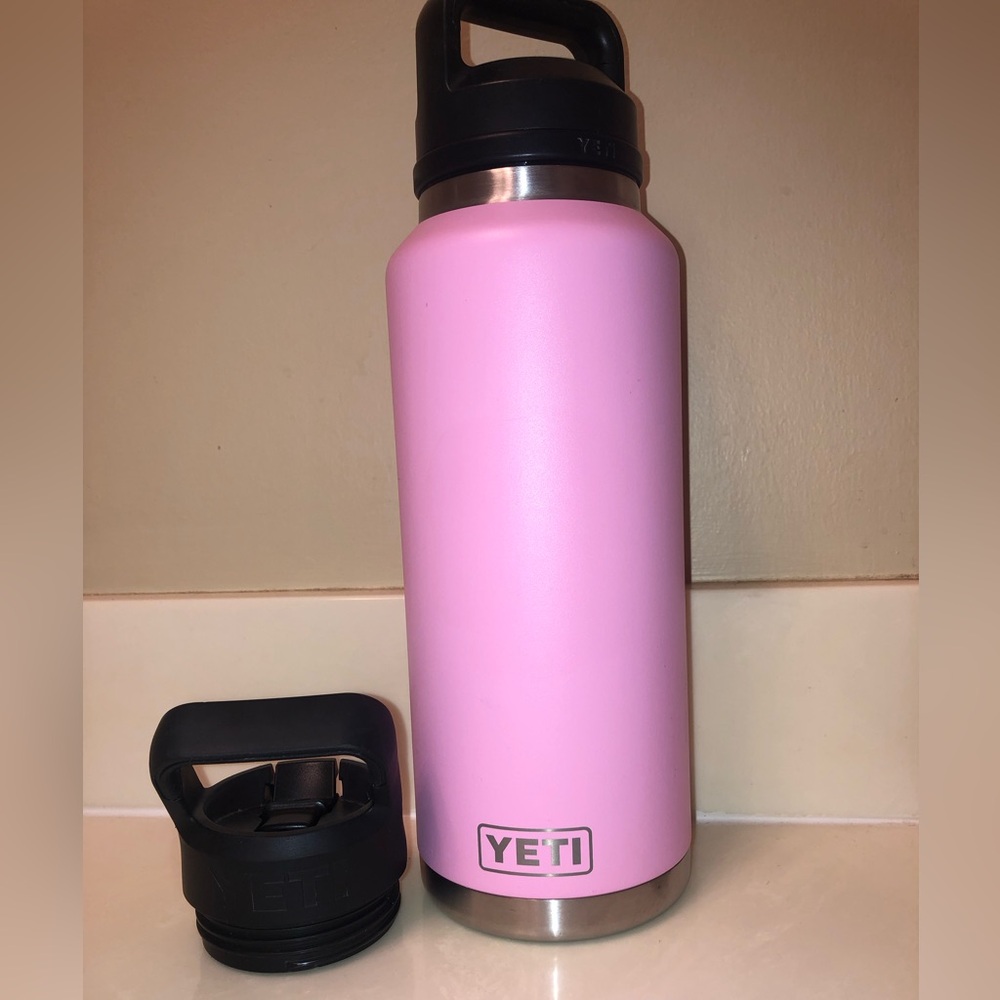 YETI 46oz limited edition color Power Pink Chug Rambler with extra Straw Lid
